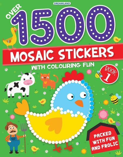 Dreamland Publications 1500 Mosaic Stickers Book 1 with Colouring Fun - Sticker Book for Kids Age 4 - 8 years -  buy in usa 