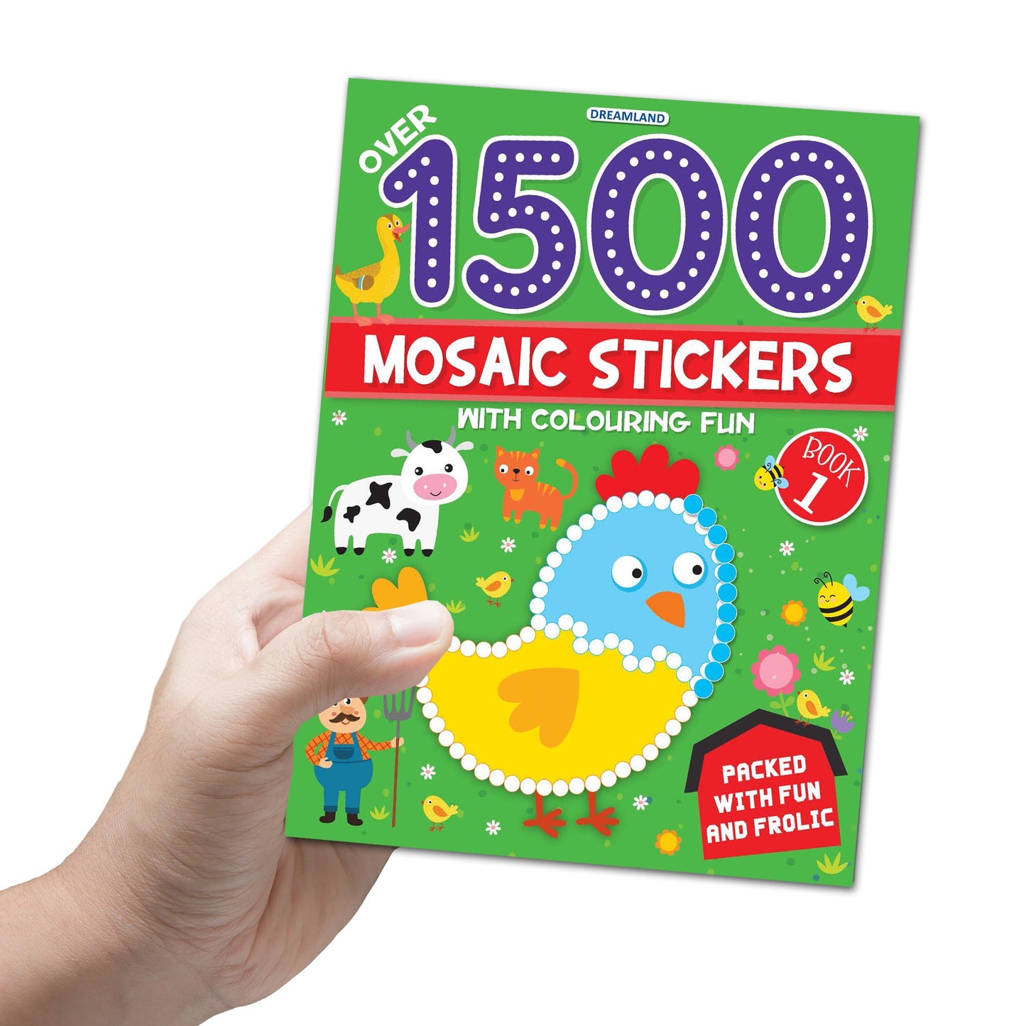 Dreamland Publications 1500 Mosaic Stickers Book 1 with Colouring Fun - Sticker Book for Kids Age 4 - 8 years