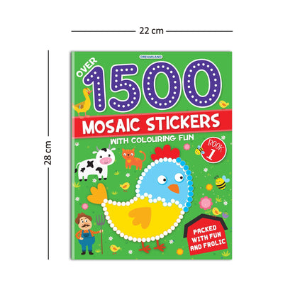 Dreamland Publications 1500 Mosaic Stickers Book 1 with Colouring Fun - Sticker Book for Kids Age 4 - 8 years