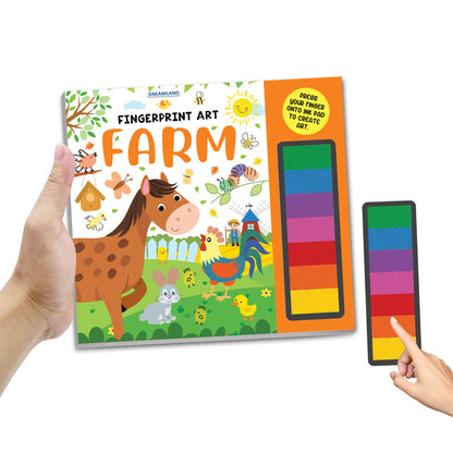 Dreamland Publications Fingerprint Art Activity Book for Children - Farm with Thumbprint Gadget