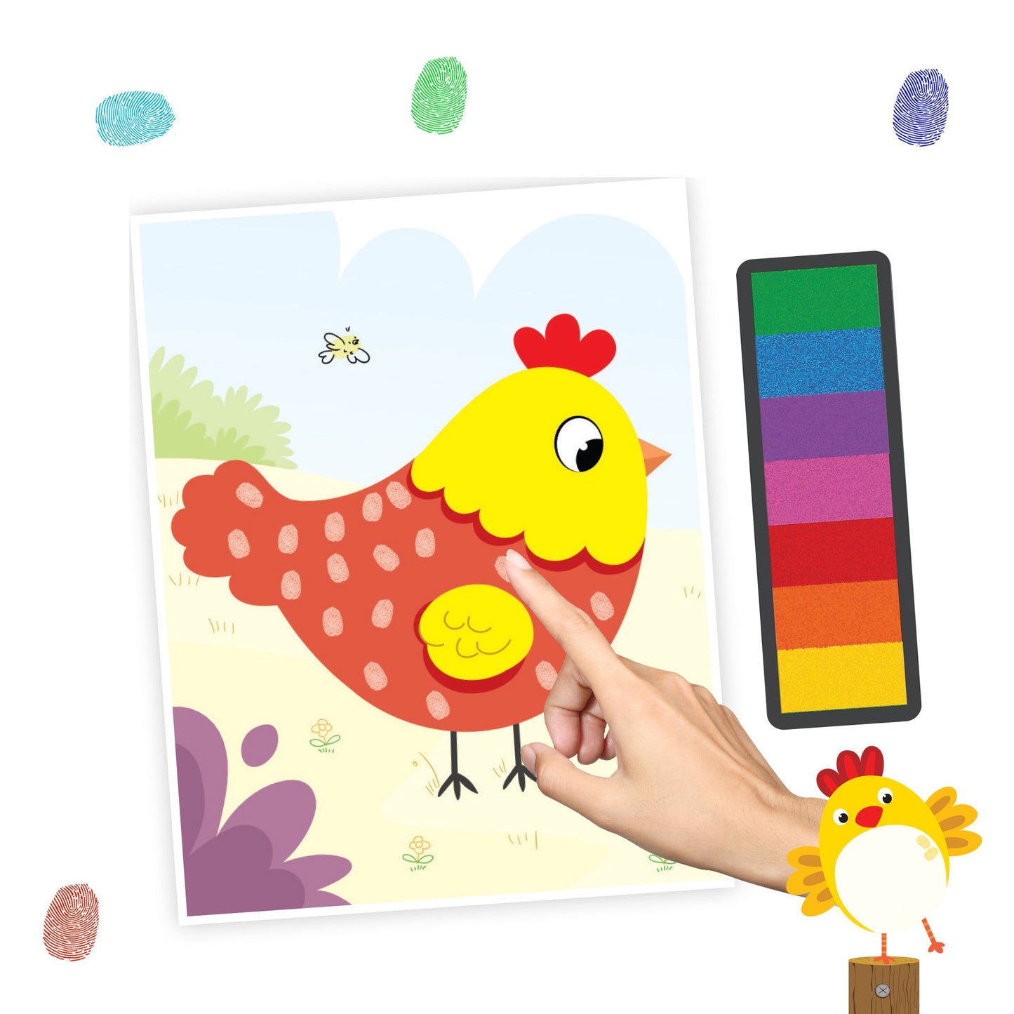 Dreamland Publications Fingerprint Art Activity Book for Children - Farm with Thumbprint Gadget