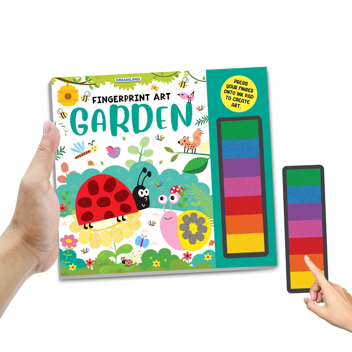 Dreamland Publications Fingerprint Art Activity Book for Children - Garden with Thumbprint Gadget