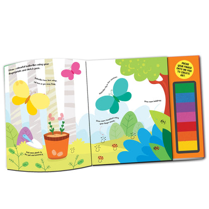 Dreamland Publications Fingerprint Art Activity Book for Children - Garden with Thumbprint Gadget