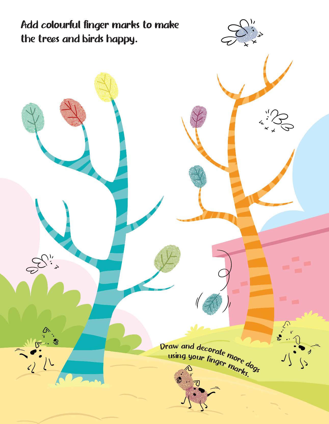 Dreamland Publications Fingerprint Art Activity Book for Children - Garden with Thumbprint Gadget