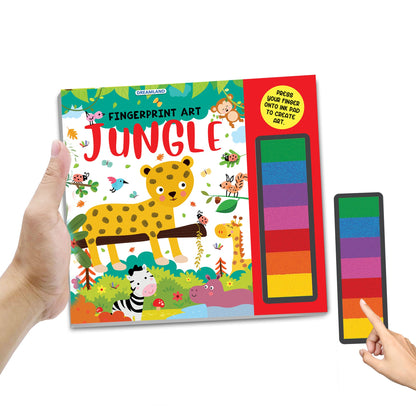 Dreamland Publications Fingerprint Art Activity Book for Children - Jungle with Thumbprint Gadget