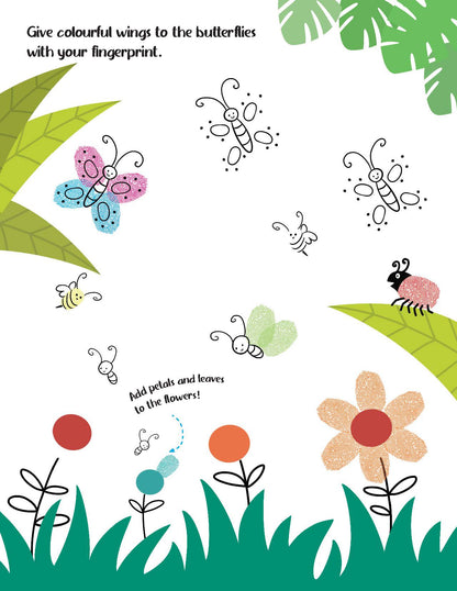 Dreamland Publications Fingerprint Art Activity Book for Children - Jungle with Thumbprint Gadget