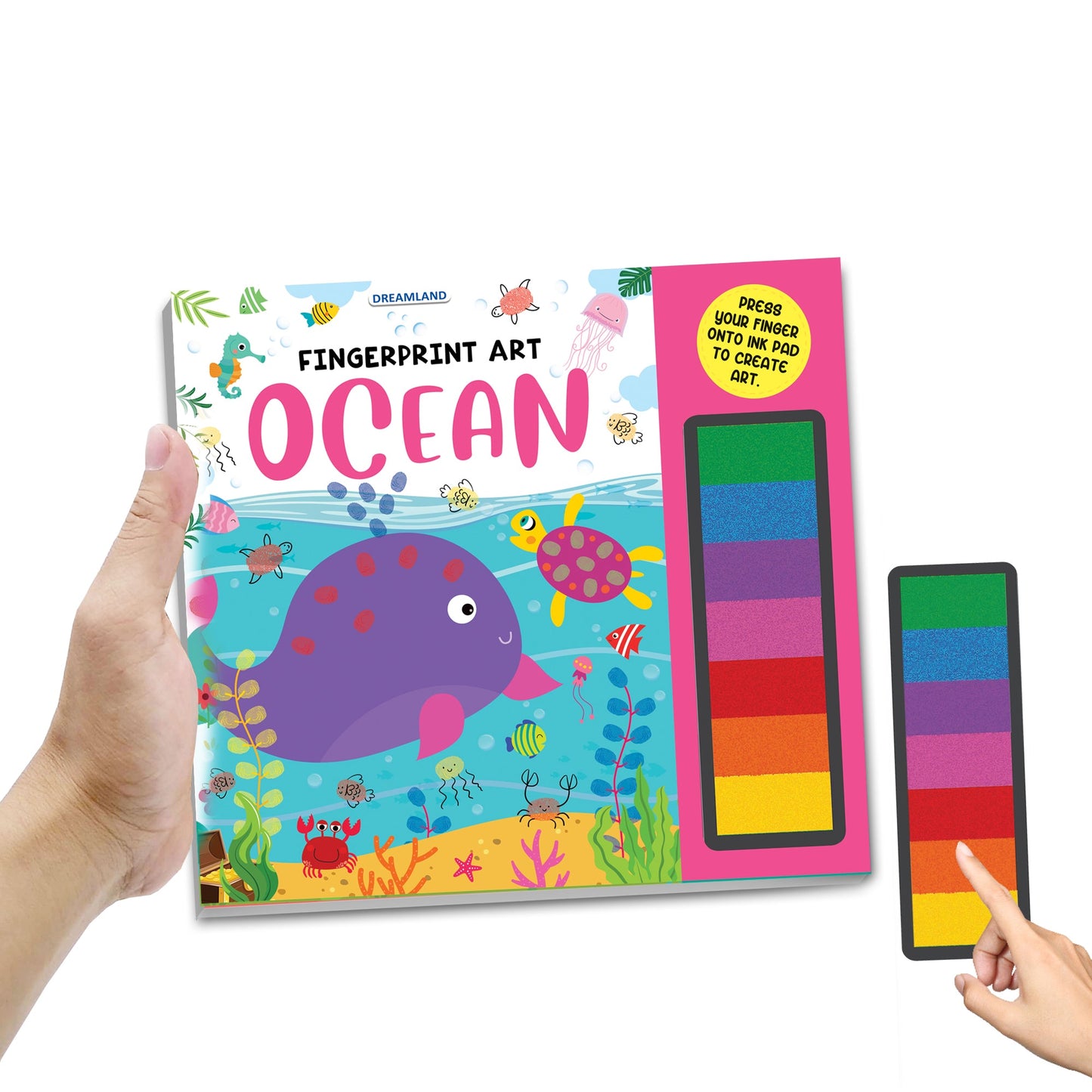 Dreamland Publications Fingerprint Art Activity Book for Children - Ocean with Thumbprint Gadget