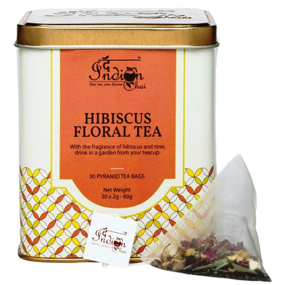 The Indian Chai - Hibiscus Blossom Tea 30 Pyramid Tea Bags