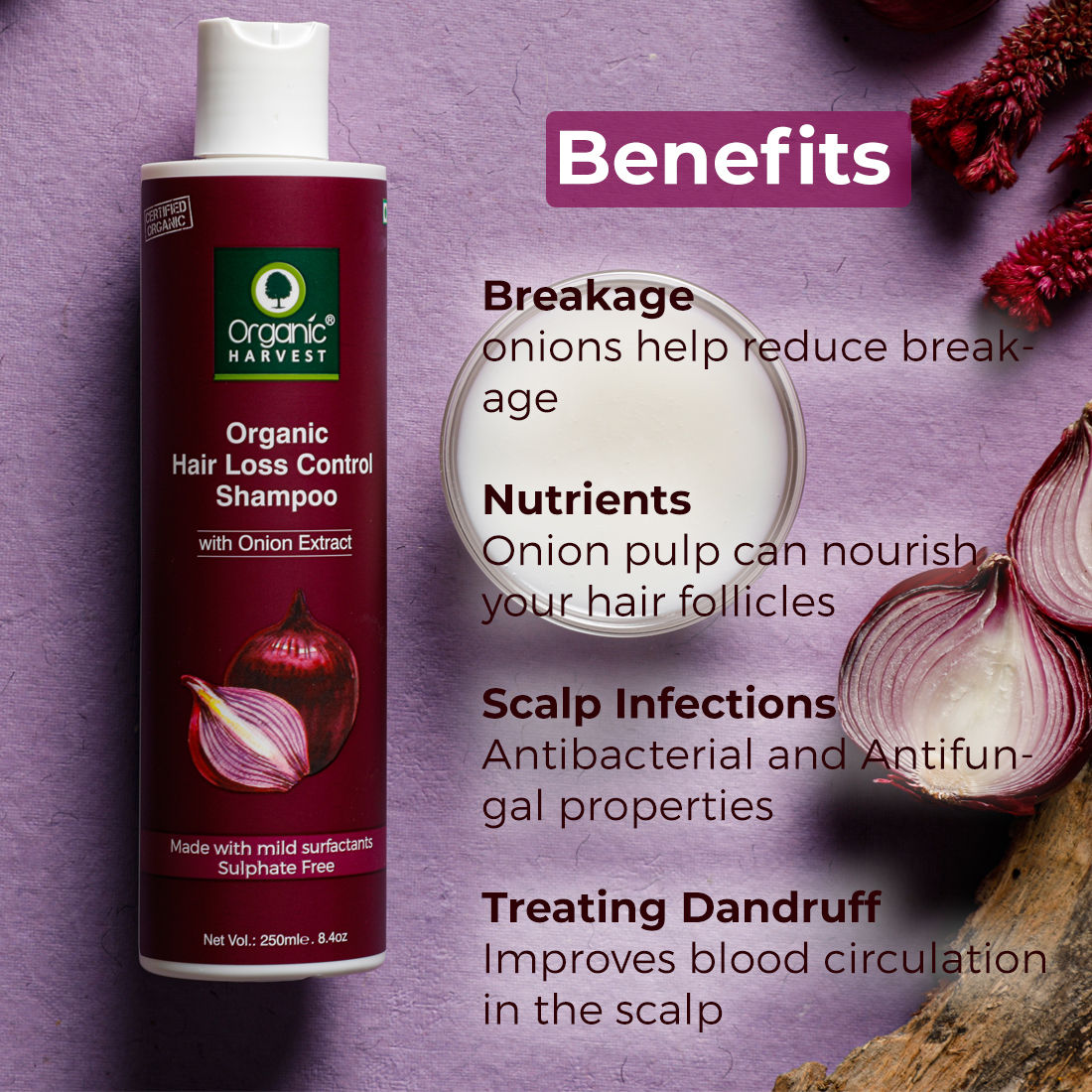 Organic Harvest Organic Hair Loss Control Shampoo With Onion Extract