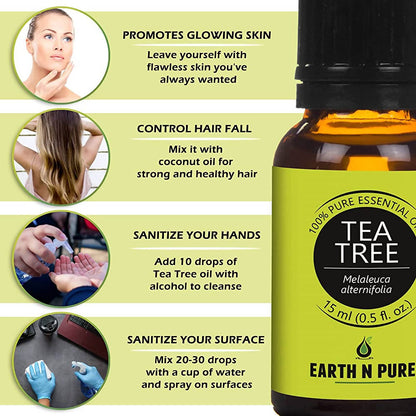 Earth N Pure Essential Oils (Rosemary, Eucalyptus, Tea Tree, Lemongrass, Peppermint & Lavender)