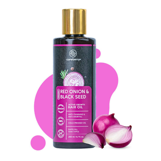 Careberry Organic Red Onion & Black Seed Extract Oil For Anti Hair Fall -  USA 