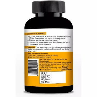 Nutracology Vitamin C 500mg Immunity Booster, Glowing Skin Tablets