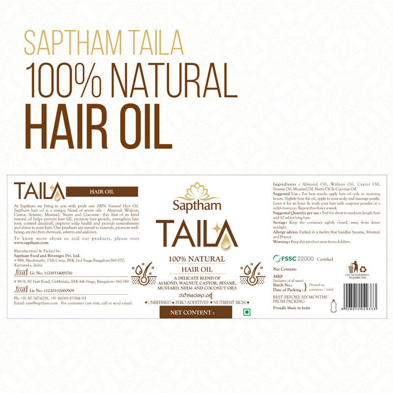 Saptham Taila 100% Natural Hair Oil