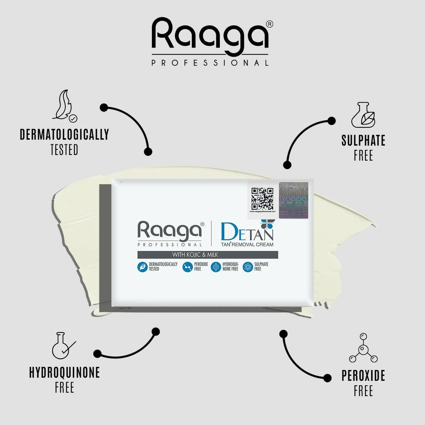 Raaga Professional De-Tan Tan Removal Cream Kojic & Milk