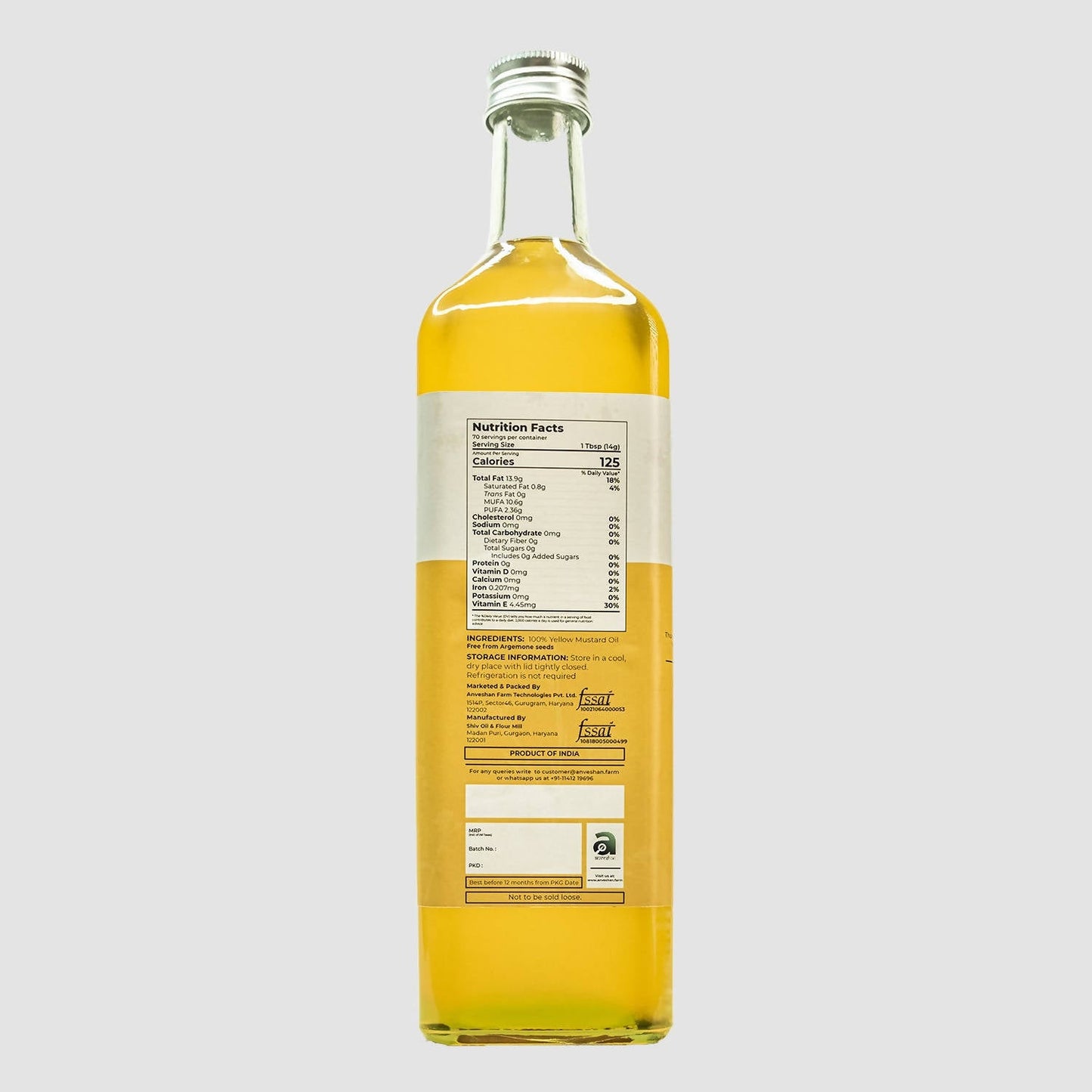 Anveshan Wood Pressed Yellow Mustard Oil