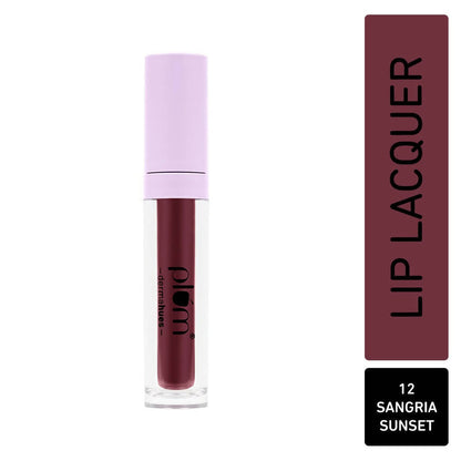 Plum Glassy Glaze Lip Lacquer 3-in-1 Lipstick + Lip Balm + Gloss 12 Sangria Sunset