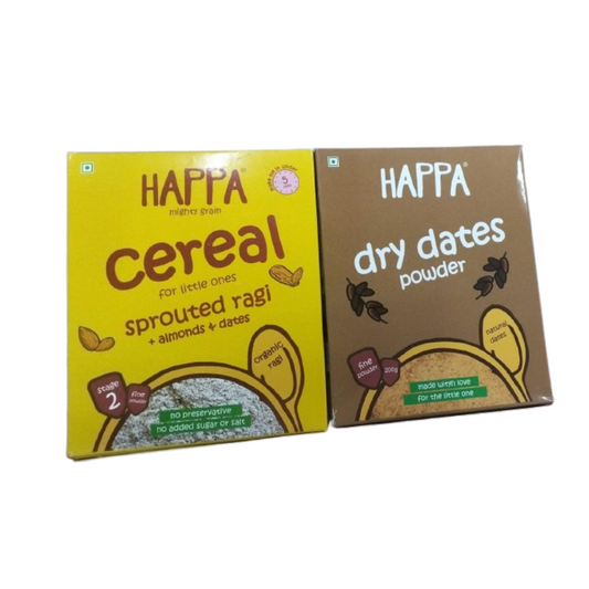 Happa Organic Baby Food Sprouted Ragi, Almonds + Dates Porridge Mix Combo