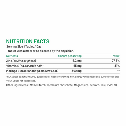 Bliss Welness Zinc Vitamin C+ Moringa Tablets