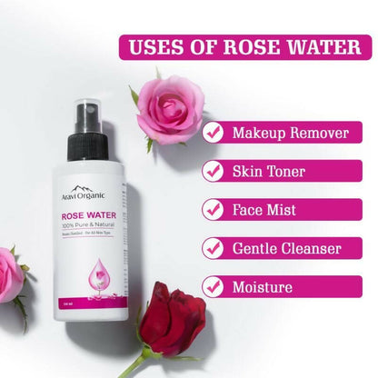 Aravi Organic 100% Steam Distilled Rose Water Face Toner Spray