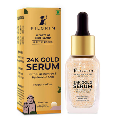 Pilgrim 24K Gold Face Serum With Niacinamide & Hyaluronic Acid, Dewy Primer For Face Make-Up - Korean Skin Care