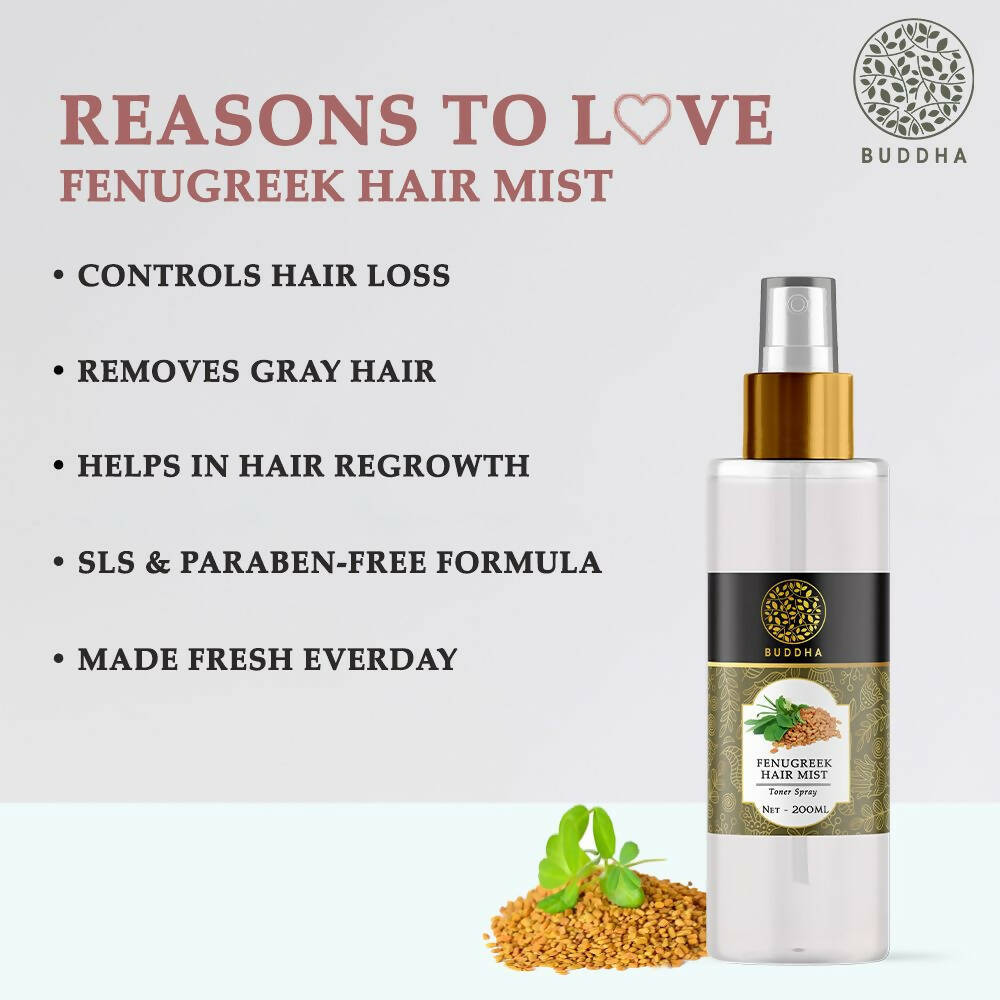 Buddha Natural Fenugreek Hair Vitalizer Spray Mist- Hair Thinning & Greying Hair Mist