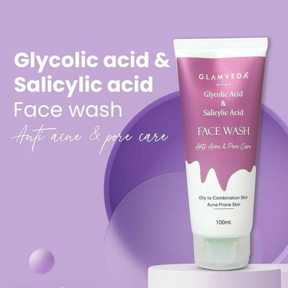 Glamveda Glycolic Acid & Salicylic Acid Anti Acne Face Wash