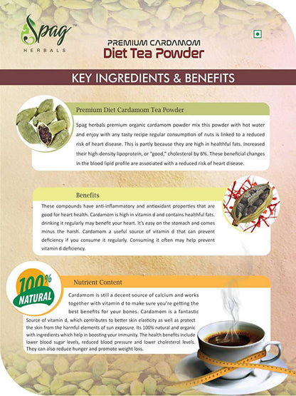 Spag Herbals Premium Instant Cardamom Diet Tea Powder