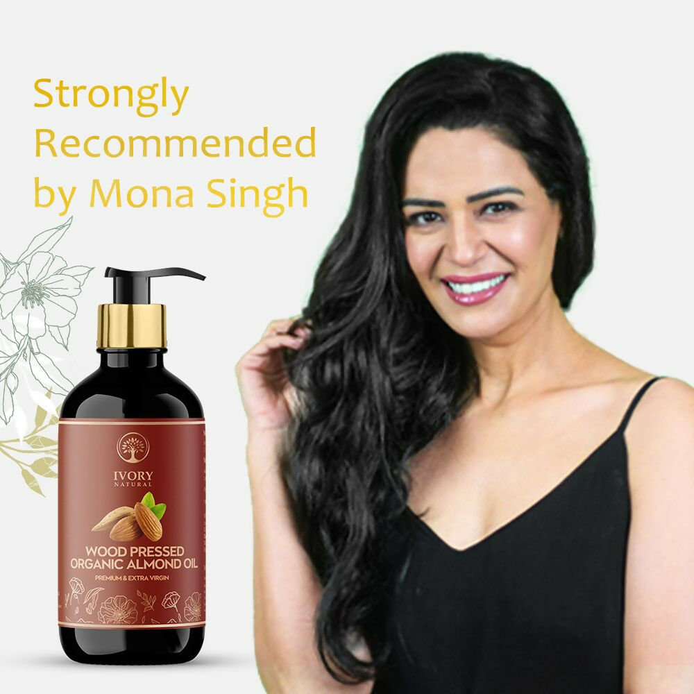 Ivory Natural Wood Pressed Organic Almond Oil , Premium Extra Virgin Oil - For Radiant Skin, Hair Wellness
