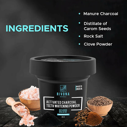 Rivona Naturals Activated Charcoal Teeth Whitening Powder