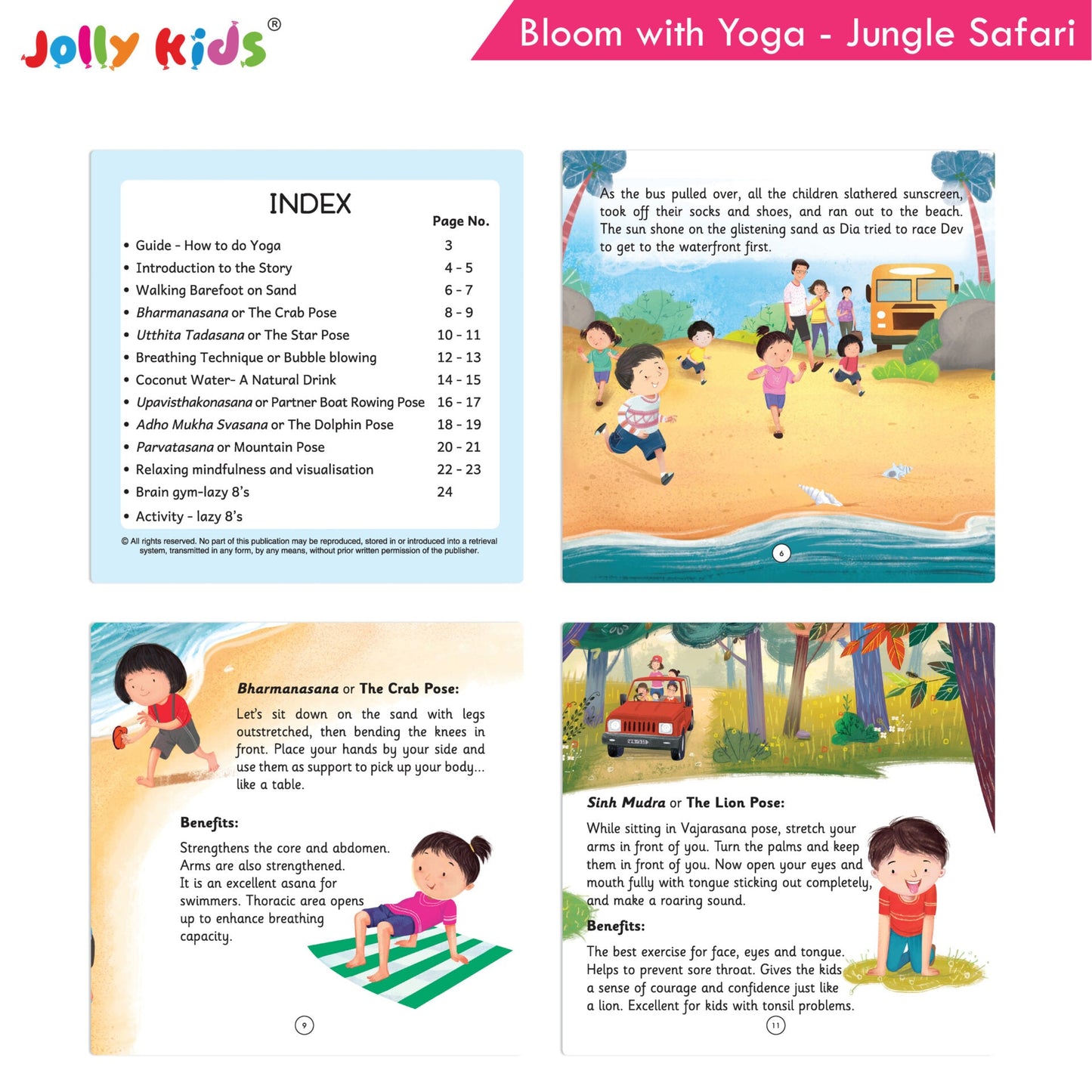 Jolly Kids Bloom With Yoga Books For Kids| Set of 4| Ages 3 - 7 Year| Yoga in Different Places Like Jungle, Beach, Schools, Gardens etc.