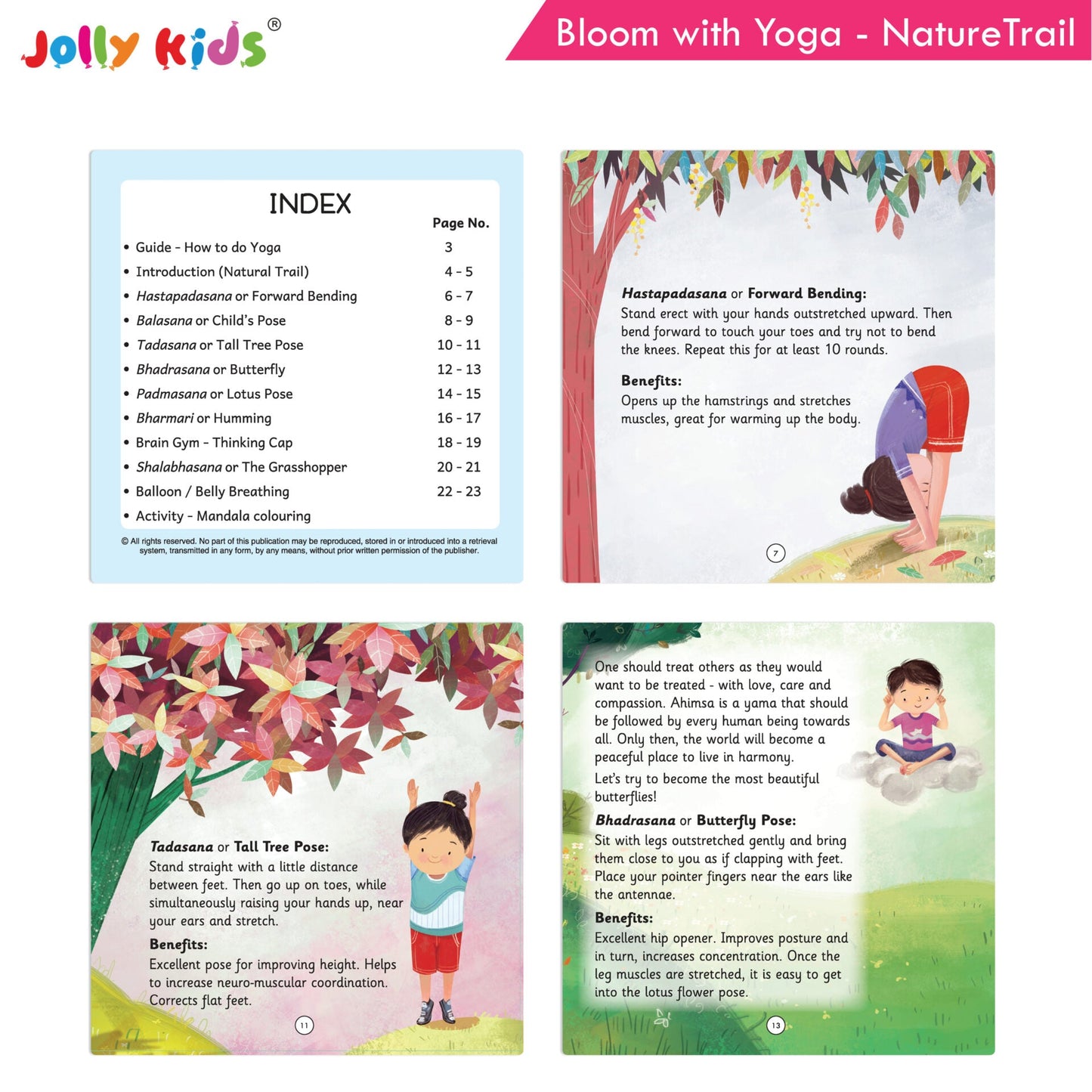 Jolly Kids Bloom With Yoga Books For Kids| Set of 4| Ages 3 - 7 Year| Yoga in Different Places Like Jungle, Beach, Schools, Gardens etc.