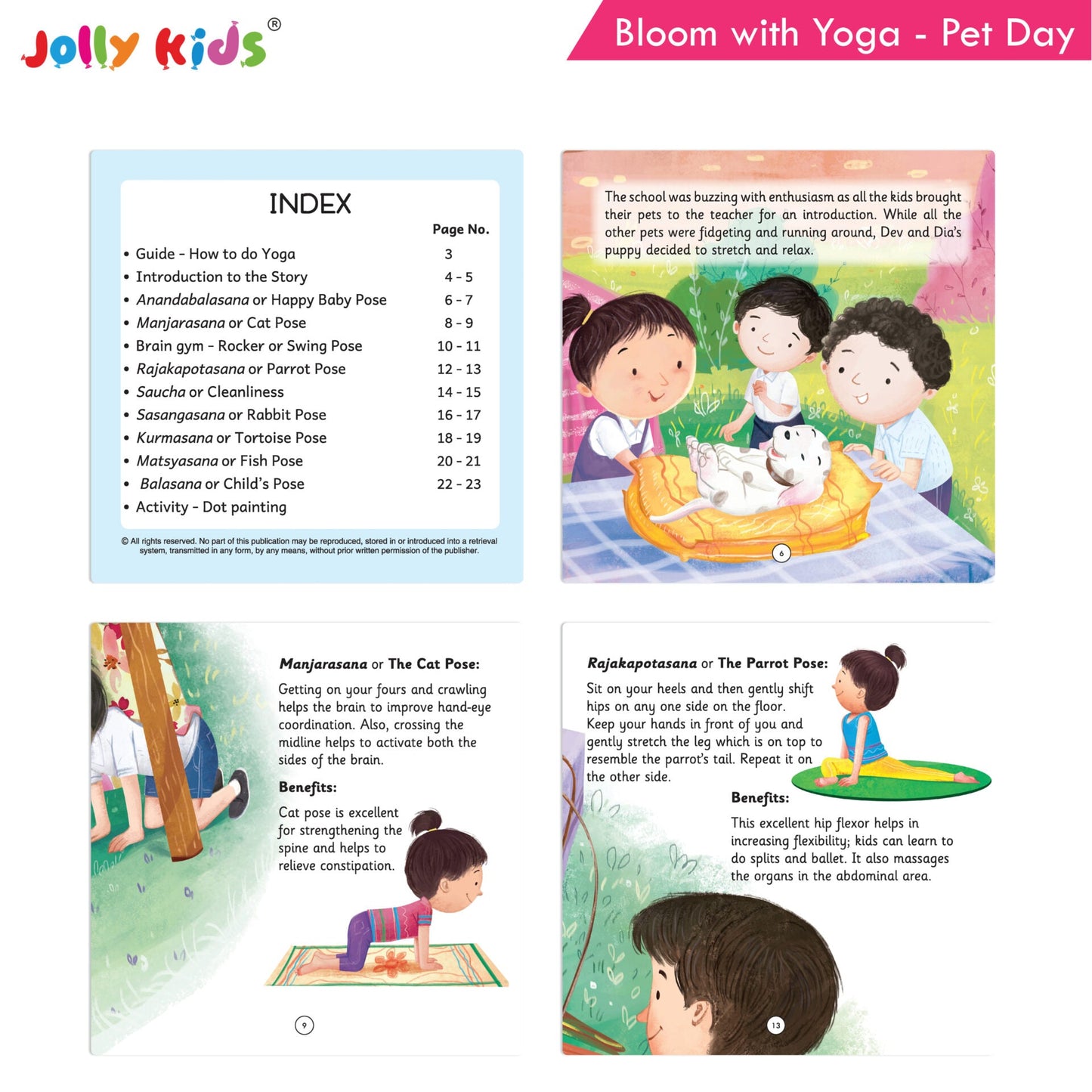 Jolly Kids Bloom With Yoga Books For Kids| Set of 4| Ages 3 - 7 Year| Yoga in Different Places Like Jungle, Beach, Schools, Gardens etc.