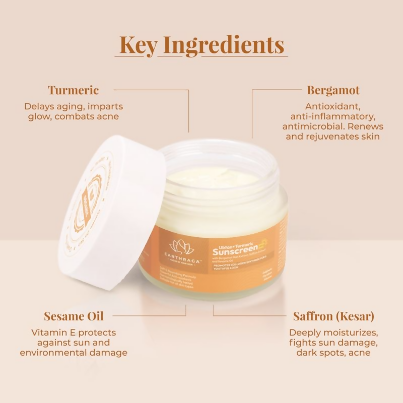 Earthraga Ubtan + Turmeric SPF 50 Matte Sunscreen