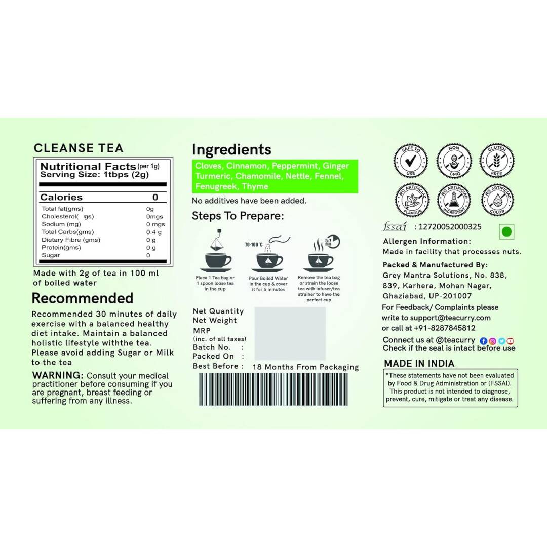 Teacurry Cleanse Tea Bags (Anti Alcohol Tea)