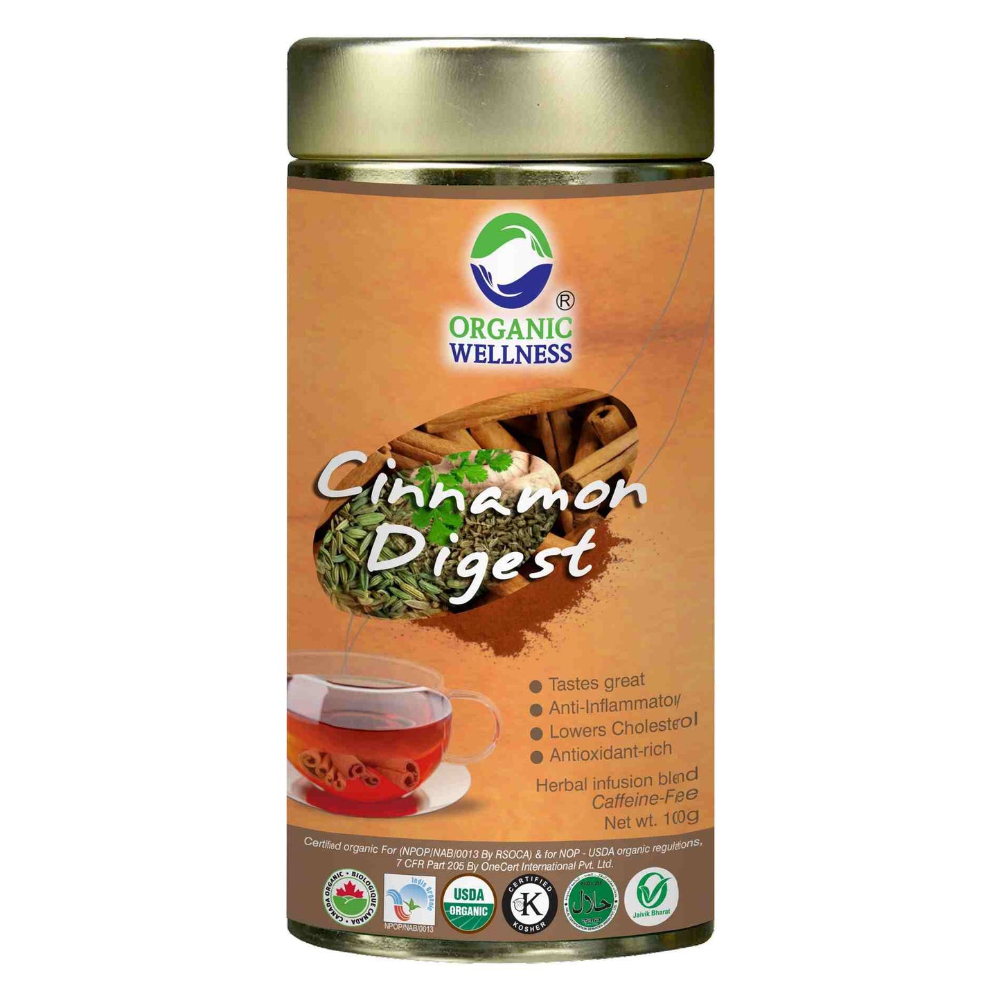 Organic Wellness Cinnamon Digest Leaf Tea Tin Pack