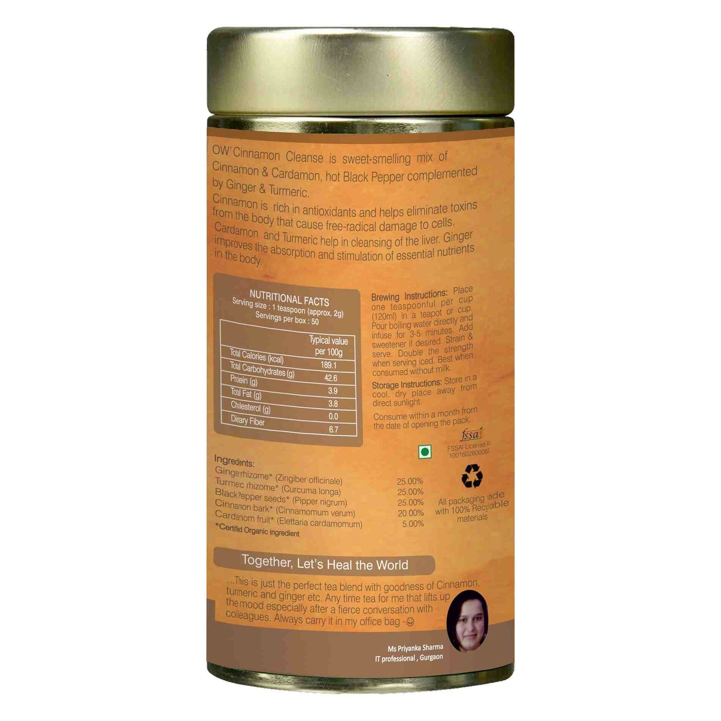 Organic Wellness Cinnamon Cleanse Leaf Tea Tin Pack