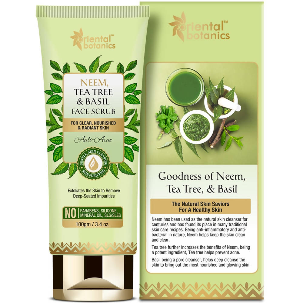 Oriental Botanics Neem, Tea Tree And Basil Anti Acne Face Scrub