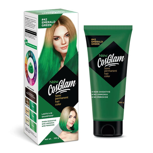 Nisha Cosglam Semi Permanent Hair Color 42 Emerald Green - BUDNE