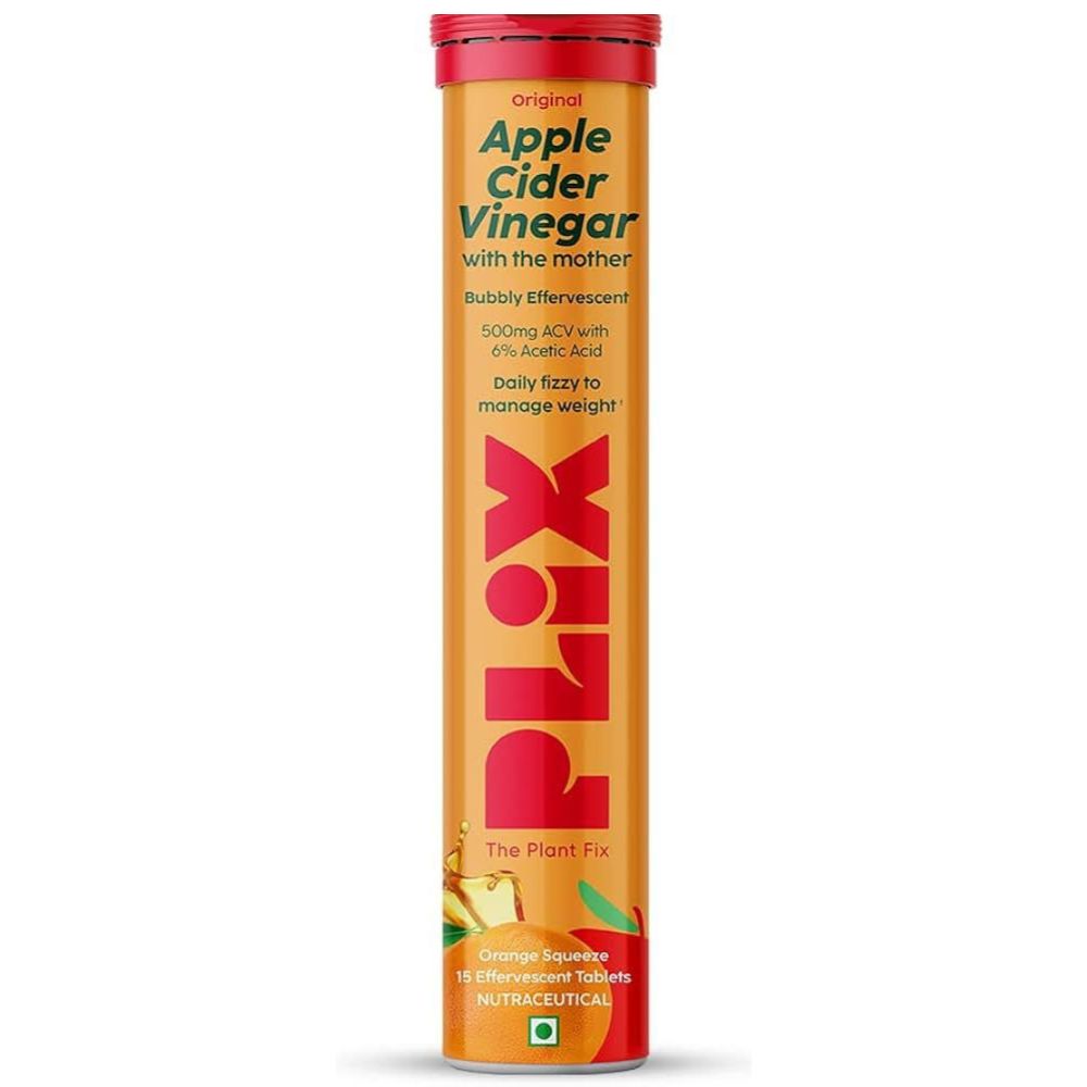 PLIX The Plant Fix Apple Cider Vinegar Effervescent Tablet with Mother - Orange Squeeze