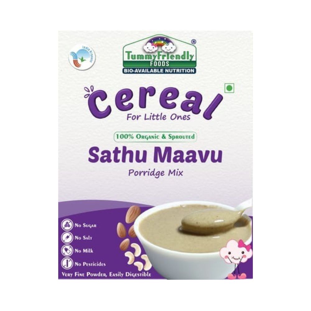 TummyFriendly Foods Organic Sprouted Sathu Maavu Porridge Mix ,Made of Sprouted Ragi, Whole Grains, Pulses & Nuts