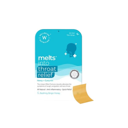 Wellbeing Nutrition Melts instant Throat Relief Oral Strips-Soothing Ginger Lemon Honey Flavor