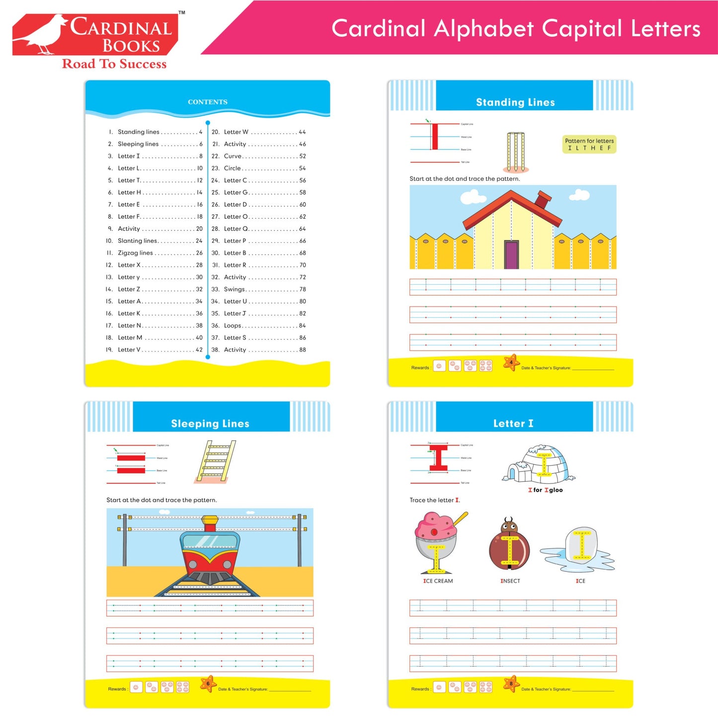 Cardinal Alphabet Letter Writing Book (Set of 3)|Alphabet Capital & Small Letter writing & Practice Book| Kindergarten Book for Kids Ages 3-6 Years