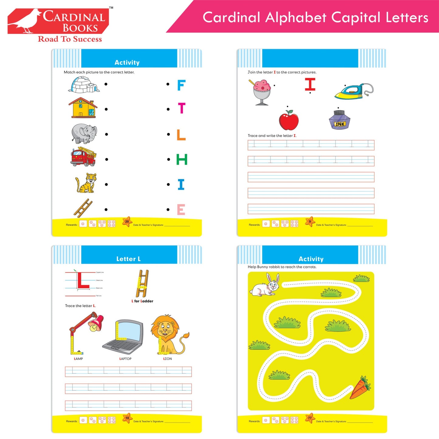 Cardinal Alphabet Letter Writing Book (Set of 3)|Alphabet Capital & Small Letter writing & Practice Book| Kindergarten Book for Kids Ages 3-6 Years