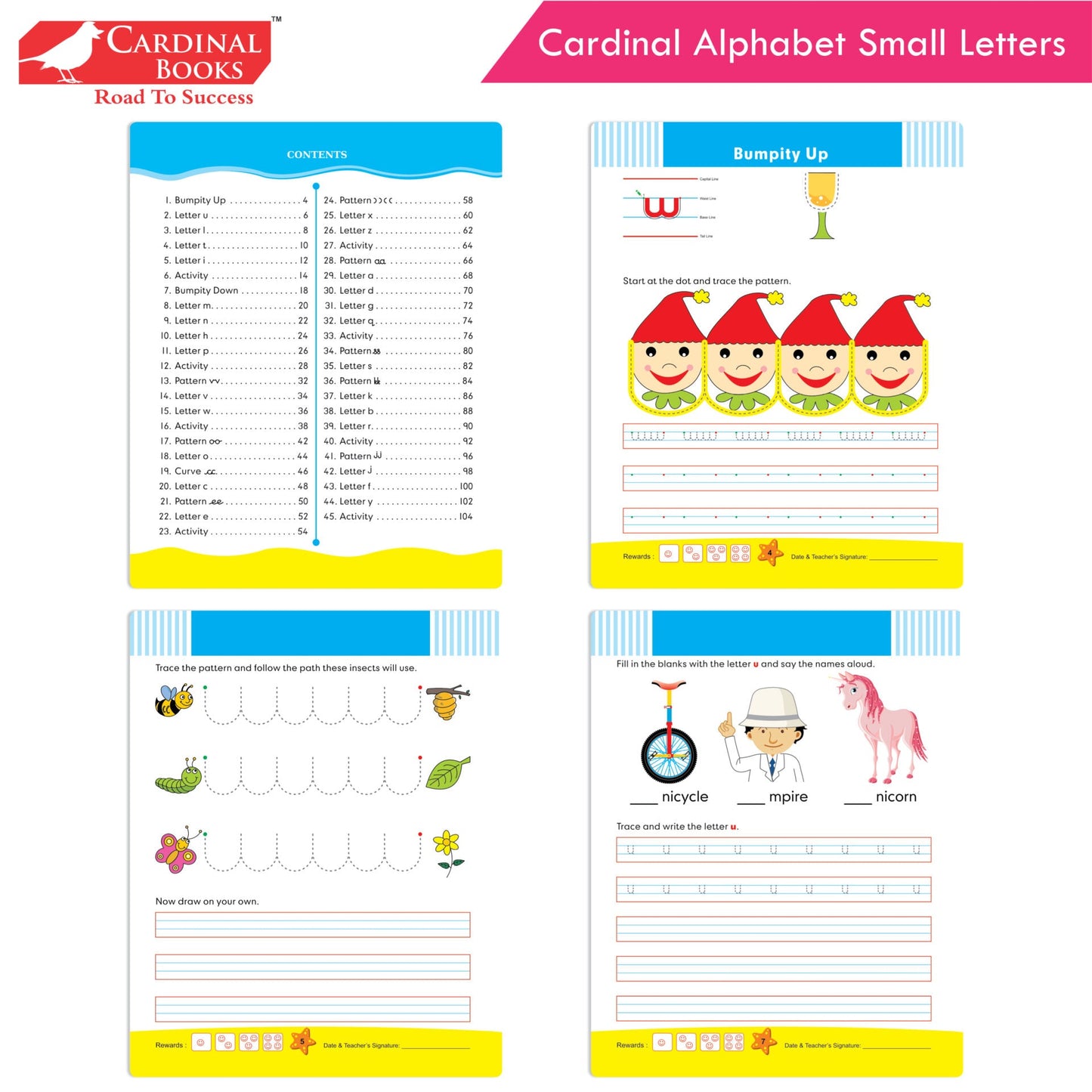 Cardinal Alphabet Letter Writing Book (Set of 3)|Alphabet Capital & Small Letter writing & Practice Book| Kindergarten Book for Kids Ages 3-6 Years