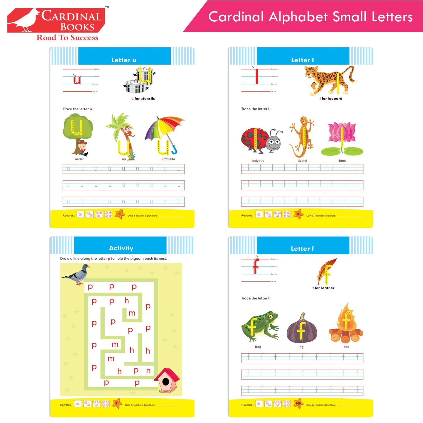 Cardinal Alphabet Letter Writing Book (Set of 3)|Alphabet Capital & Small Letter writing & Practice Book| Kindergarten Book for Kids Ages 3-6 Years