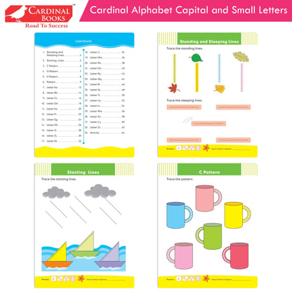 Cardinal Alphabet Letter Writing Book (Set of 3)|Alphabet Capital & Small Letter writing & Practice Book| Kindergarten Book for Kids Ages 3-6 Years