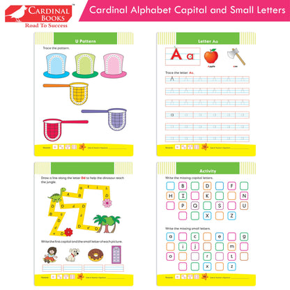 Cardinal Alphabet Letter Writing Book (Set of 3)|Alphabet Capital & Small Letter writing & Practice Book| Kindergarten Book for Kids Ages 3-6 Years