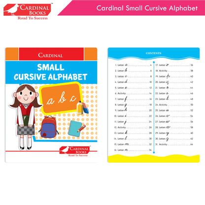 Cardinal Cursive Alphabet Capital and Small Letter Writing Practice Books for Kids| Set of 3|Kindergarten Book for Kids Ages 3-7 Years