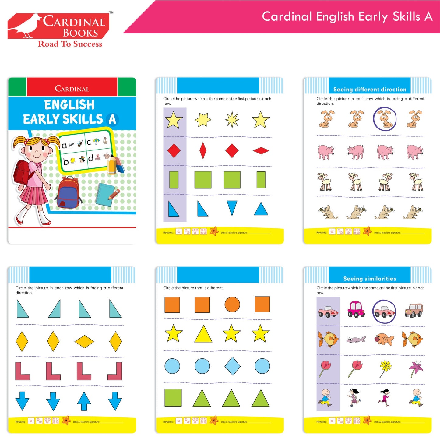 Cardinal Fun Learning Nursery Activity Books Set of 6|Number| Rhymes & Story| Phonic| English & Maths| Colouring Book for Kids Ages 3-4 Years