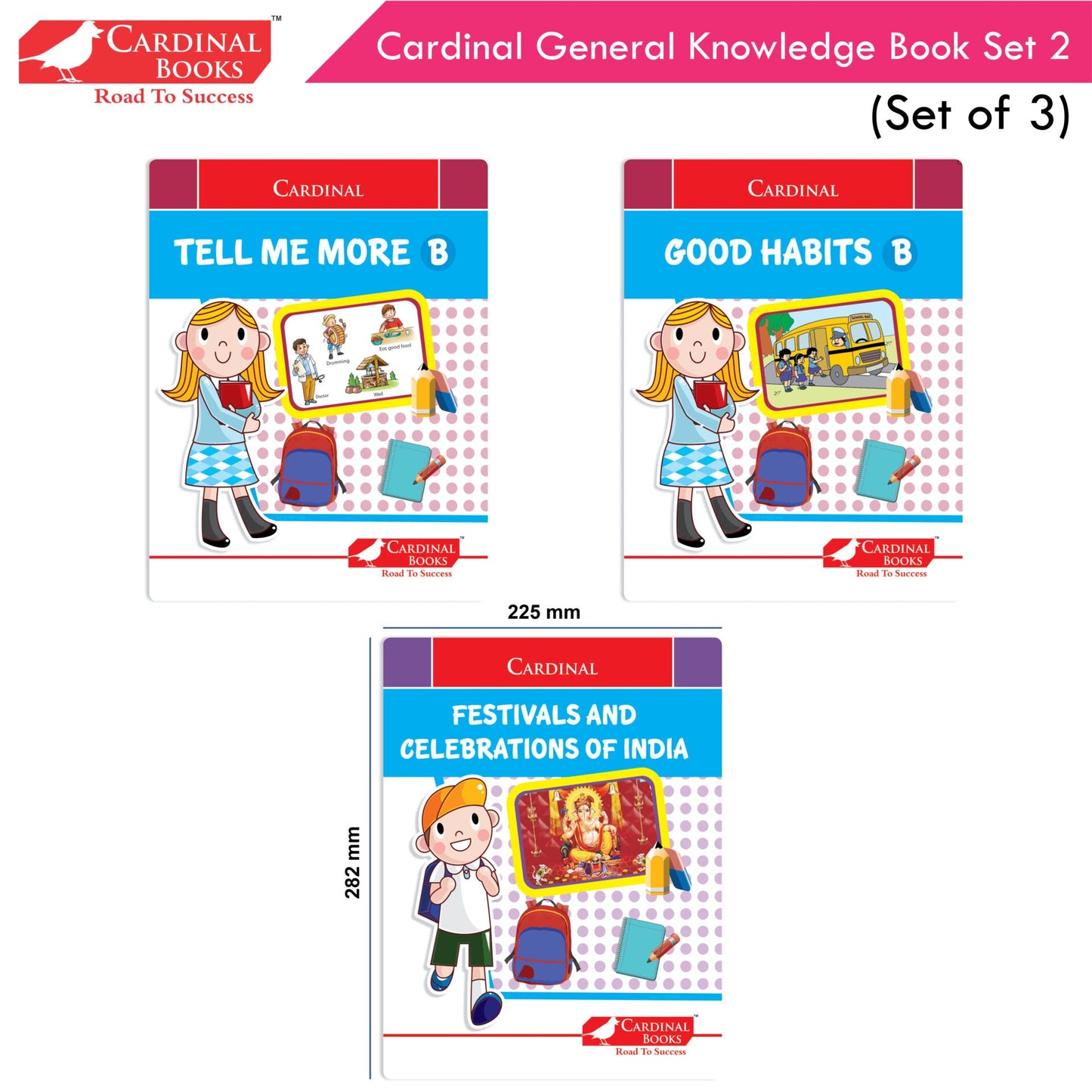 Cardinal General Knowledge Book 2 (Set of 3)|Good Habit B| Festival & Celebration of India| Tell Me More B| Combo Book Set| Ages 3-7 Years